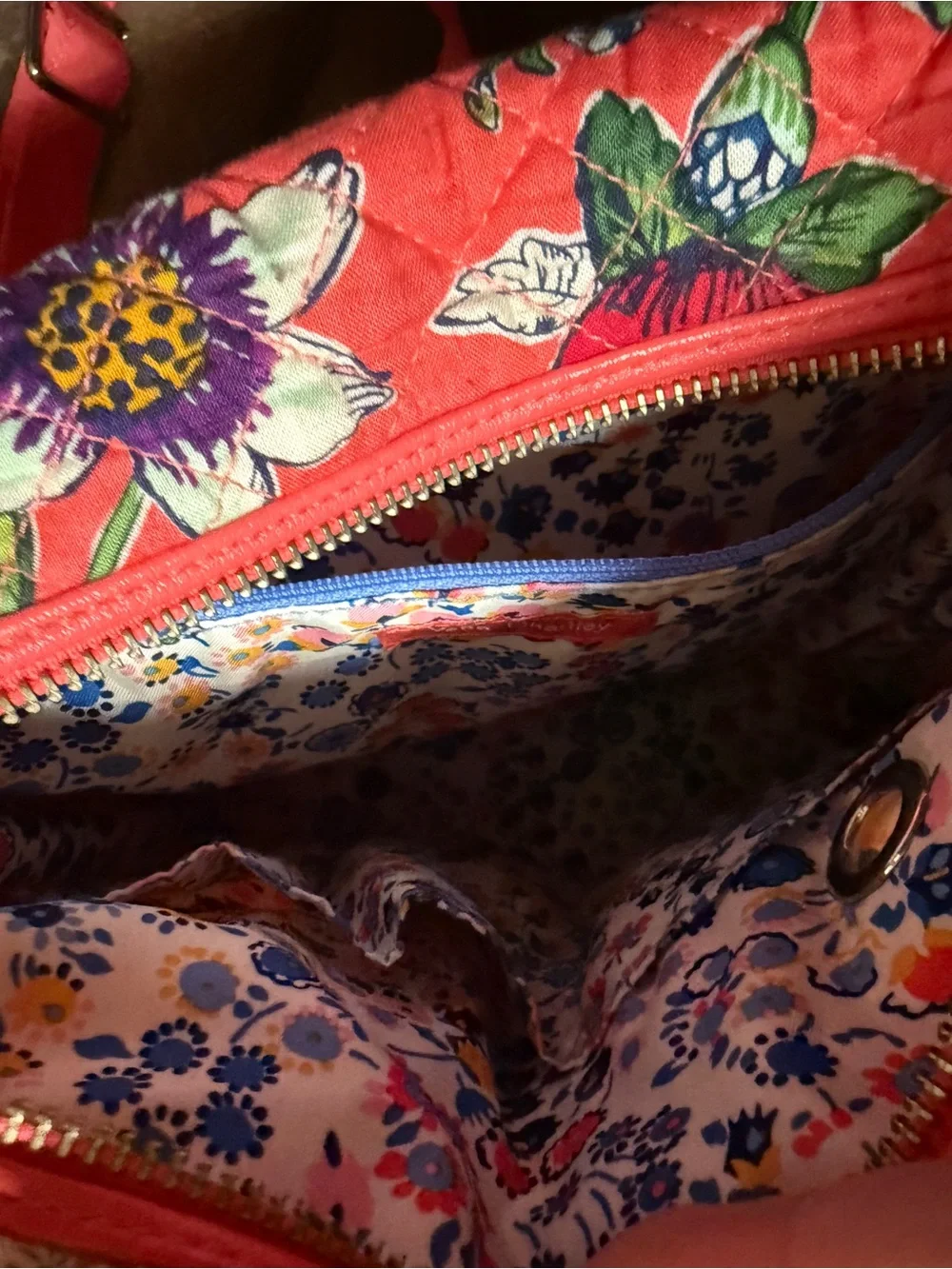 Vera Bradley Coral Quilted Floral Crossbody